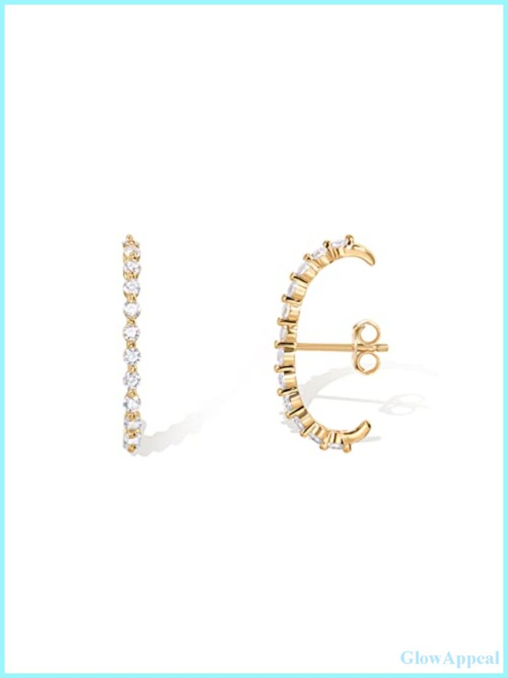 14K Gold Plated Cubic Zirconia Earlobe Cuff Earrings for Women